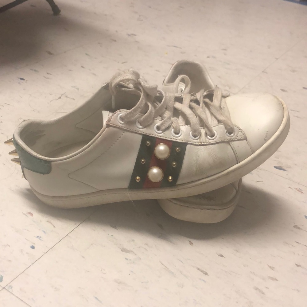 Gucci Stud Web Leather Sneakers